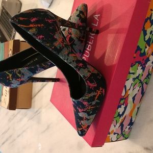 Denim paint speckled stiletto